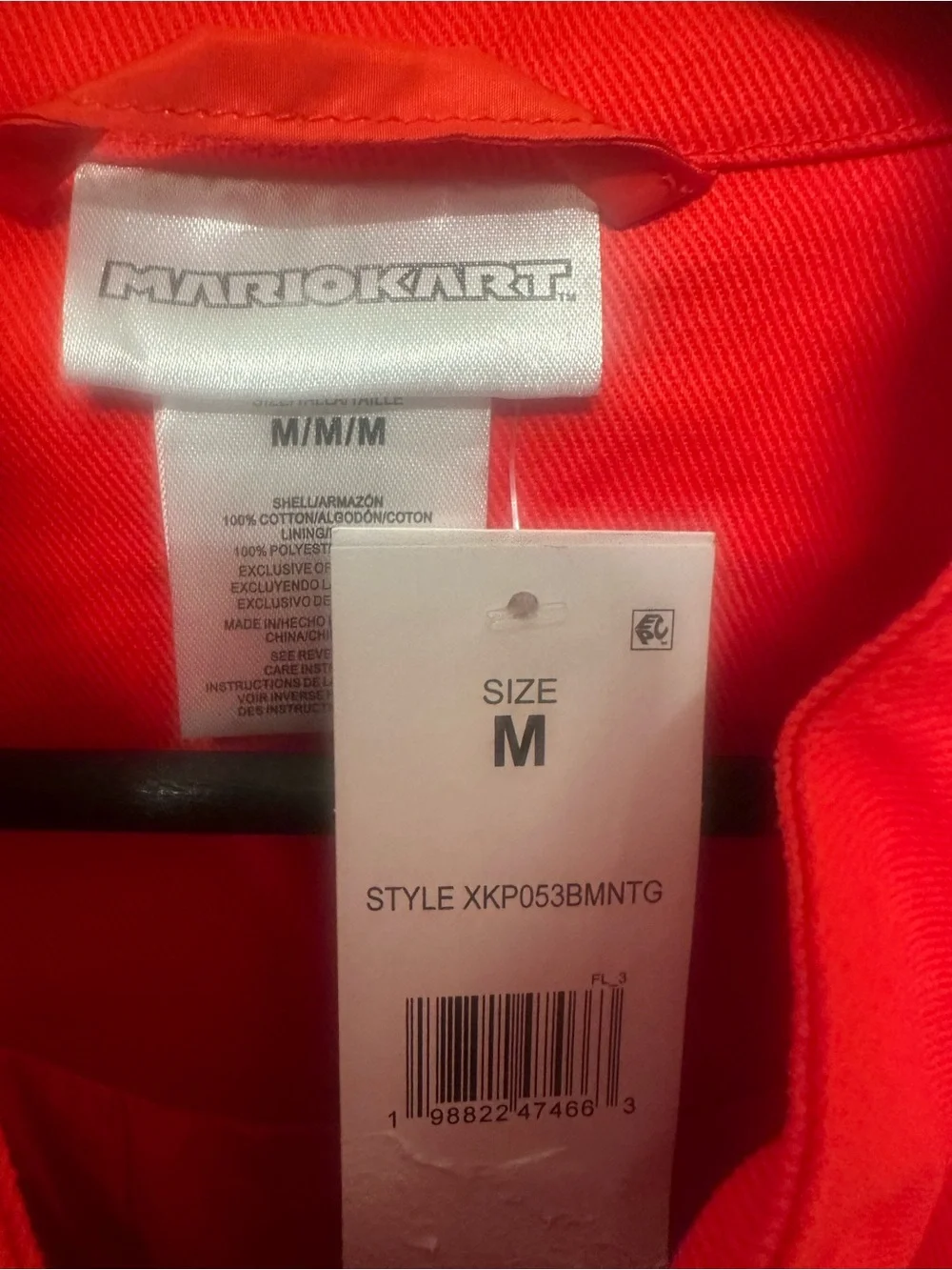 Mario Kart Canvas Racing Jacket Red size medium NWT